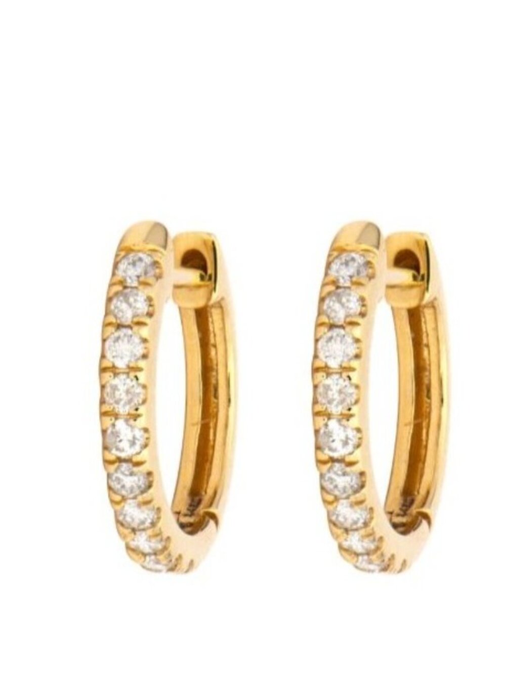 Three Stories Classic Diamond Hoop Huggies 14kt Yellow Gold